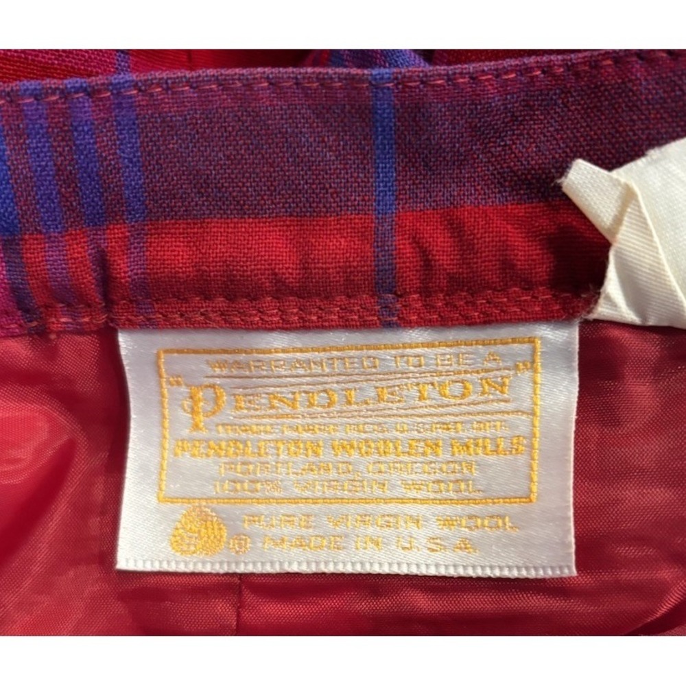 Pendleton Plaid Pleated Midi Skirt Virgin Wool Vintage USA Made Size 12 Tall - Picture 6 of 10